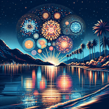 海角烟花视频，海景烟花